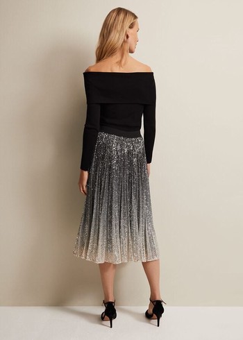 Phase Eight Celeste Sequin Ombre Pleated Skirts Multicolor Canada | BFIXPU-932